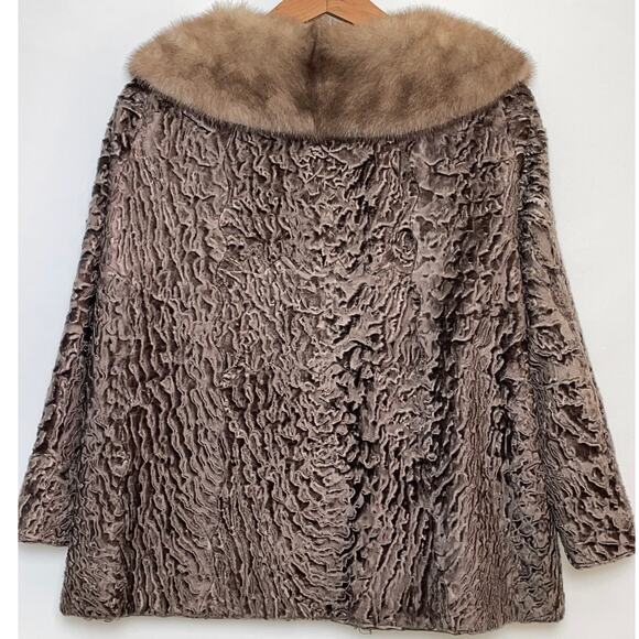 Genuine Andre Exclusive Furs Persian Lamb Coat w/ Blond Mink Collar - Size M/L - Picture 4 of 15
